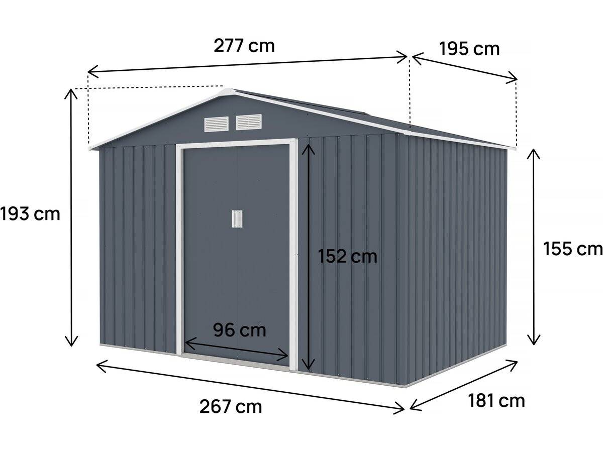 Abri De Jardin Métal "vegas Ii" - 5,29 M2 - Gris -habitat Et Jardin - Image 3