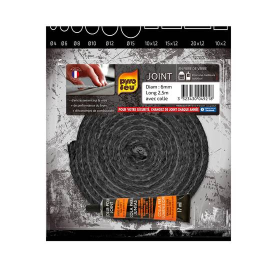 Joint tressé pour insert et poêle longueur 2,5m - Ø 6mm - Image 1
