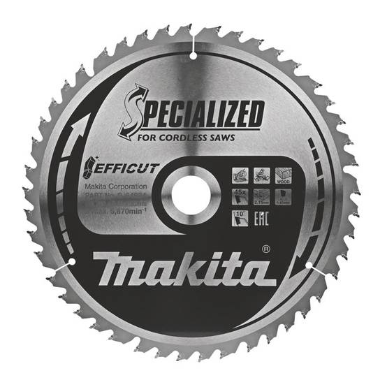 Lames carbure "EFFICUT" pour bois, pour scies radiales à batterie MAKITA - taille Ø 190 mm x 60 Dents - MAKITA ACCESSOIRES - Image 2
