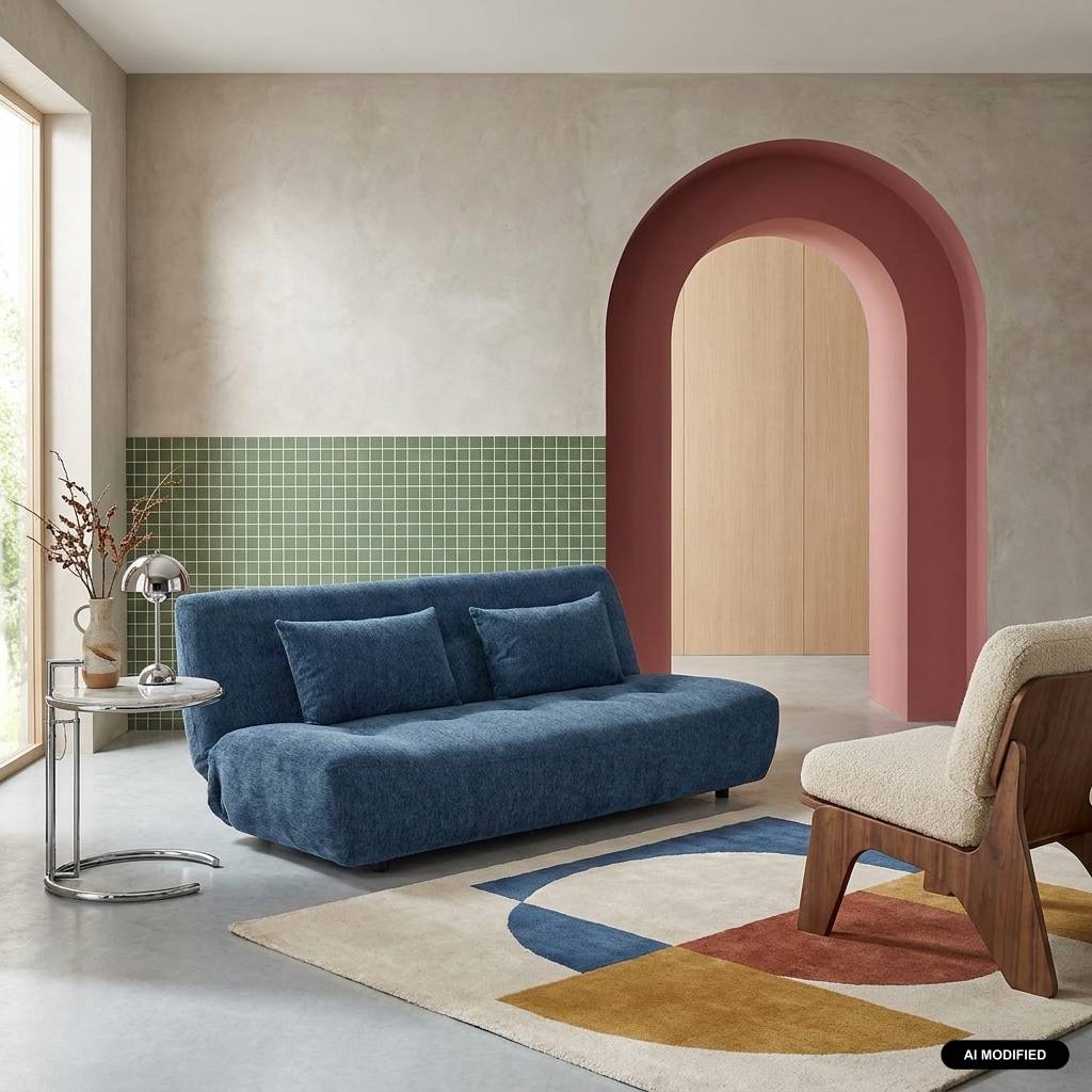 sweeek - Banquette convertible tissu chenille 3 places bleu - Klik | sweeek - Image 1