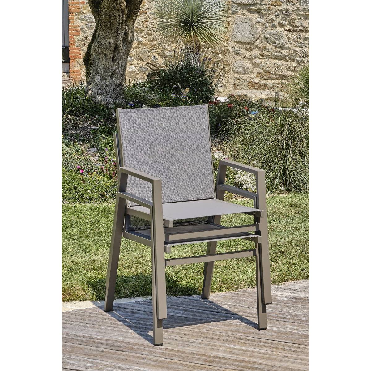 Dcb Garden - Fauteuil de jardin empilable en aluminium - Quartz - FLORIDE - Image 7