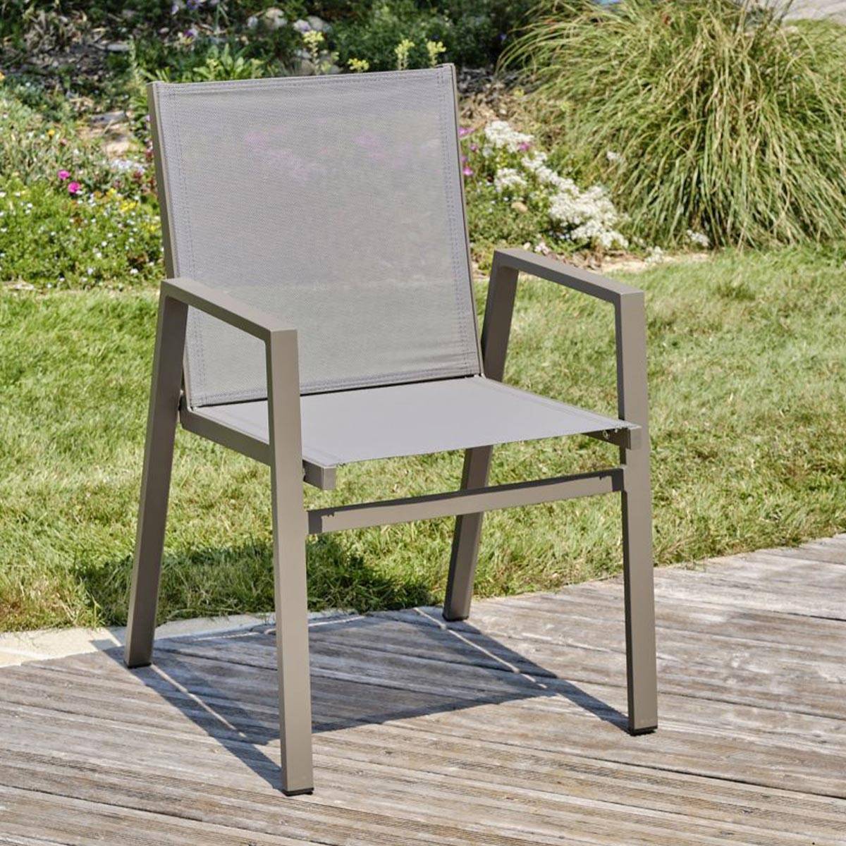 Dcb Garden - Fauteuil de jardin empilable en textilène et aluminium Floride - Image 5