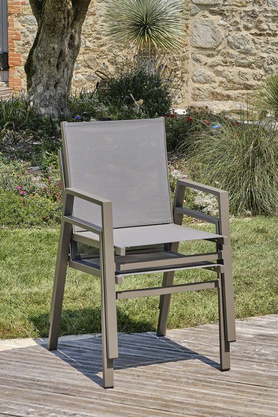 Dcb Garden - Fauteuil de jardin empilable en aluminium - Quartz - FLORIDE - Image 2
