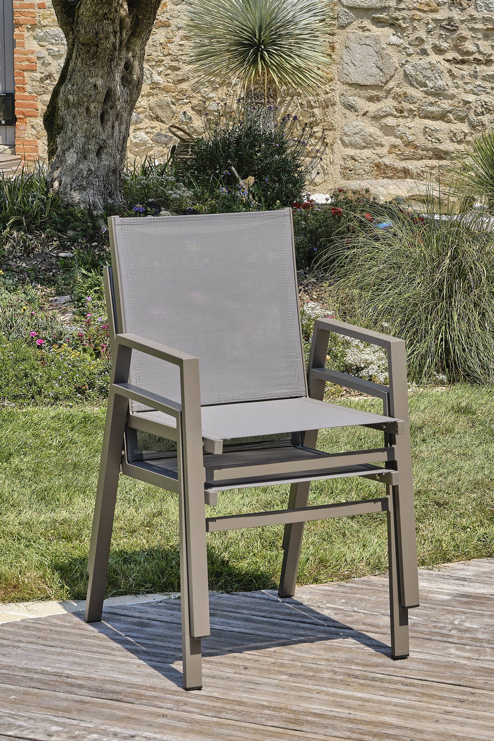 Dcb Garden - Fauteuil de jardin empilable en aluminium - Quartz - FLORIDE - Image 2