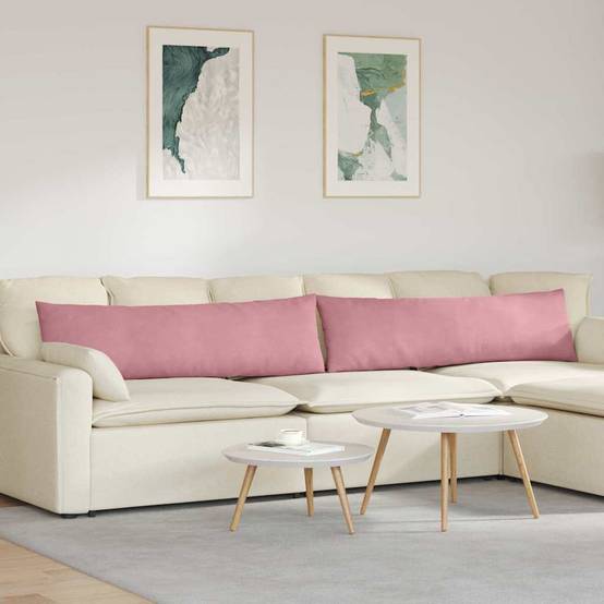Coussins de Canapé Velours Côtelé Lot de 2 pour Chambre et Salon Déco Rose 145 x 40 cm – ComfortXL Outdoor Living - Image 1