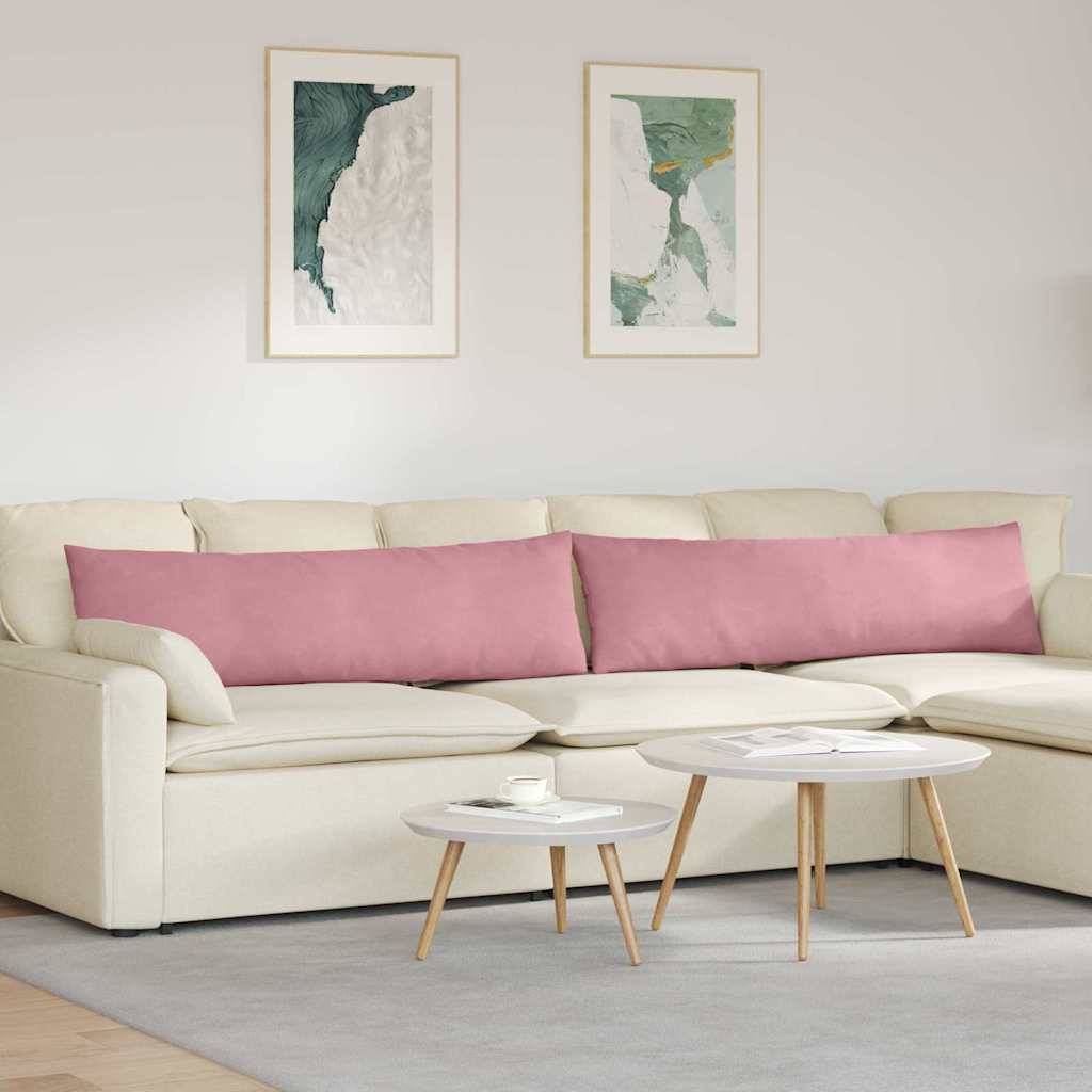 Coussins de Canapé Velours Côtelé Lot de 2 pour Chambre et Salon Déco Rose 145 x 40 cm – ComfortXL Outdoor Living - Image 1
