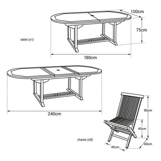 Salon de jardin en teck LOMBOK - table ovale extensible - 8 places - HAPPY GARDEN - Image 6