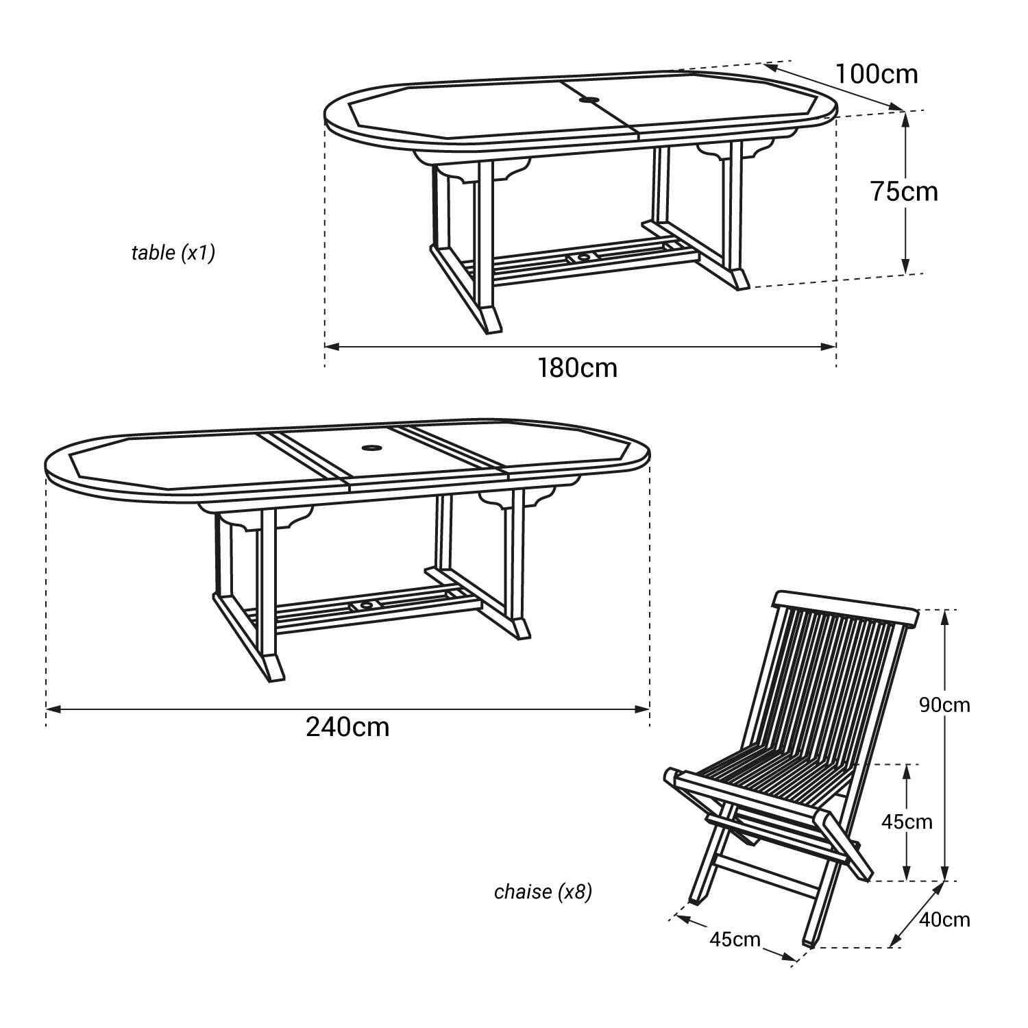 Salon de jardin en teck LOMBOK - table ovale extensible - 8 places - HAPPY GARDEN - Image 6