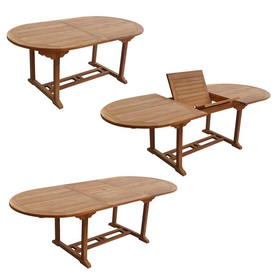 Salon de jardin en teck LOMBOK - table ovale extensible - 8 places - HAPPY GARDEN - Image 3