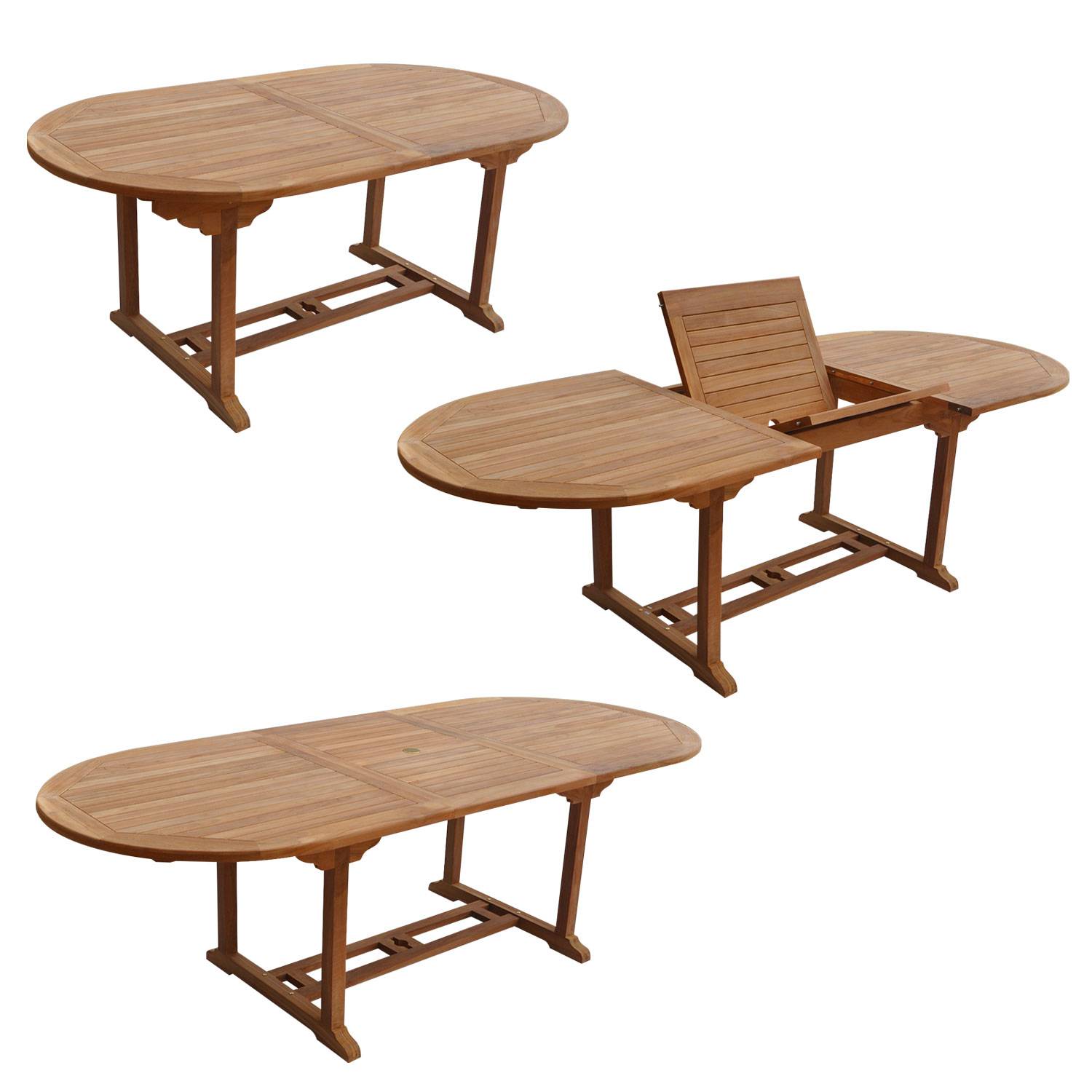 Salon de jardin en teck LOMBOK - table ovale extensible - 8 places - HAPPY GARDEN - Image 3