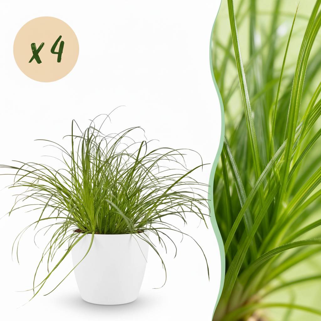 Cyperus alternifolius Zumula - Pet-friendly - Pot de 12cm - Hauteur 20cm - 4 plantes - Blanc - Plantes d'intérieur - Image 1