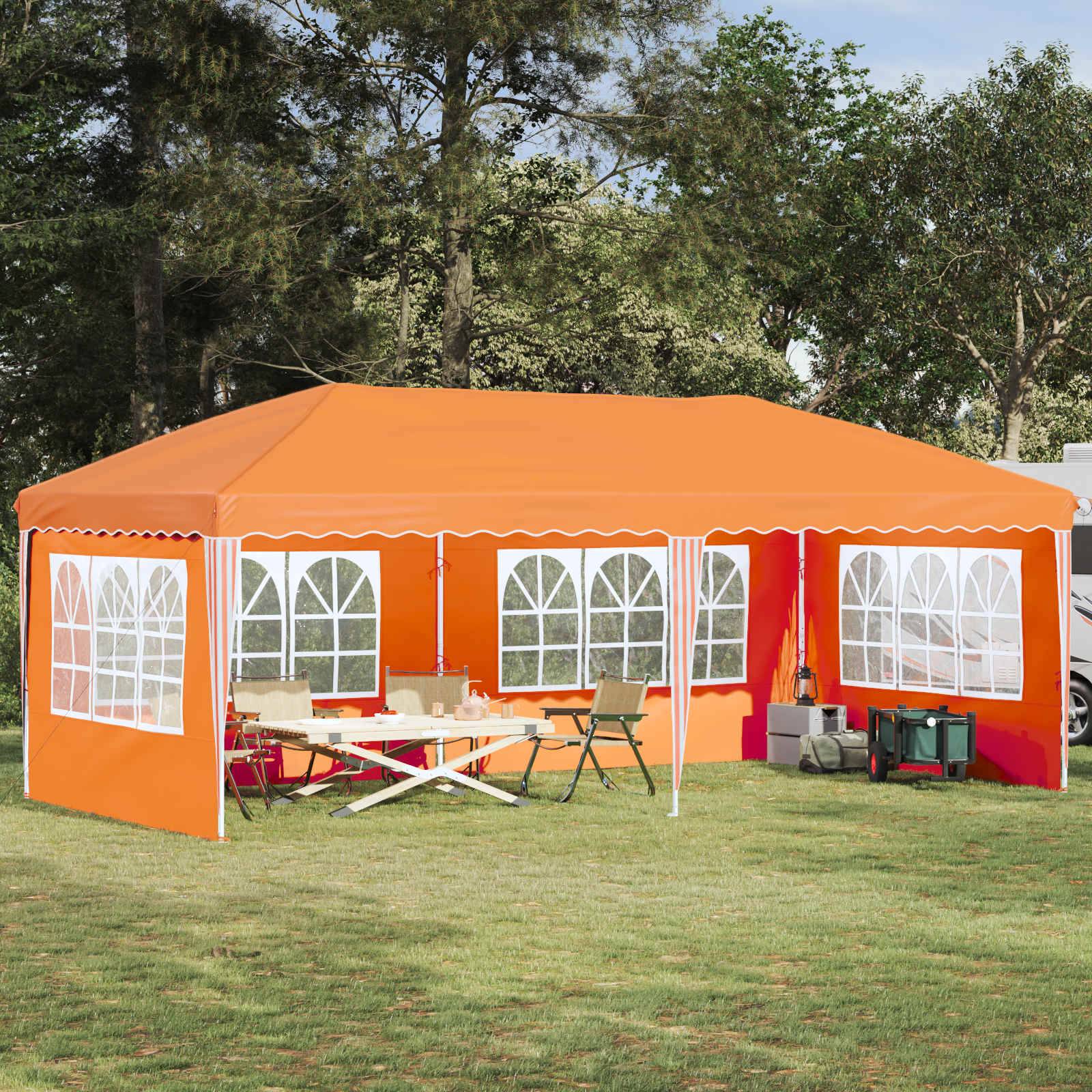 ComfortXL - Tente de réception pliable acier oxford marché événement montage rapide 575x289cm orange - ComfortXL Outdoor Living - Image 1