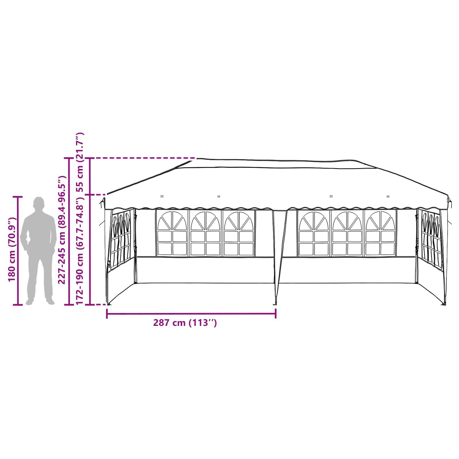 ComfortXL - Tente de réception pliable acier oxford marché événement montage rapide 575x289cm orange - ComfortXL Outdoor Living - Image 10