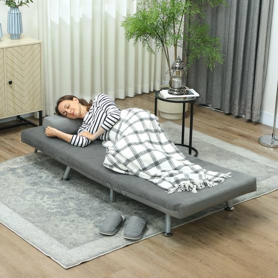 Fauteuil convertible en lit, inclinable et pliable en velours, dossier réglable, 75 x 70 x 75 cm, gris - Image 10
