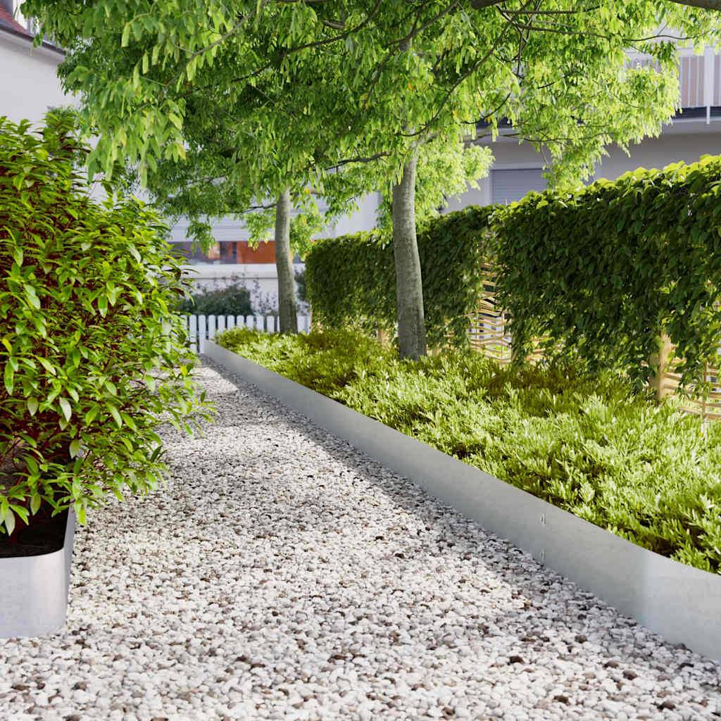 Bordure pelouse acier galvanisé jardin et allée délimitation nette 10pcs 20x103cm blanc - ComfortXL Outdoor Living