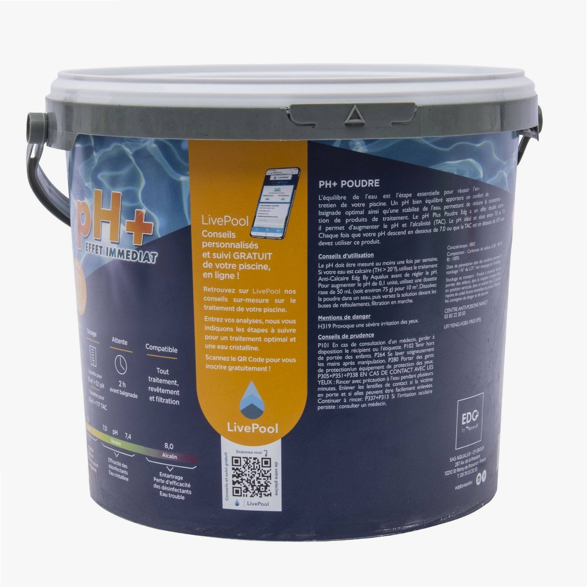 Aqualux - PH plus, poudre, seau de 5KG, EDG - AQUALUX - 200039 - Image 2