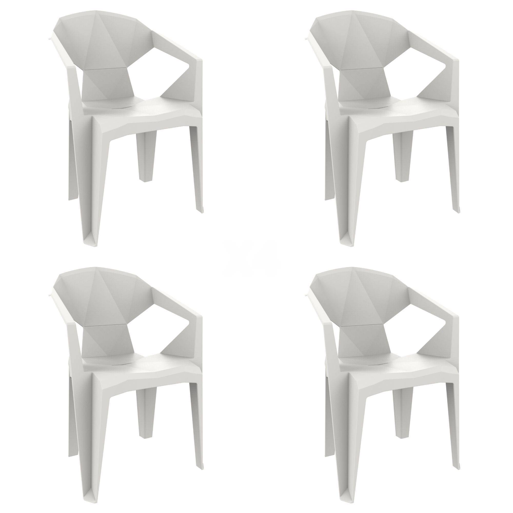 Set 4 fauteuils intérieur, extérieur blanc DELTA garbar - Image 1
