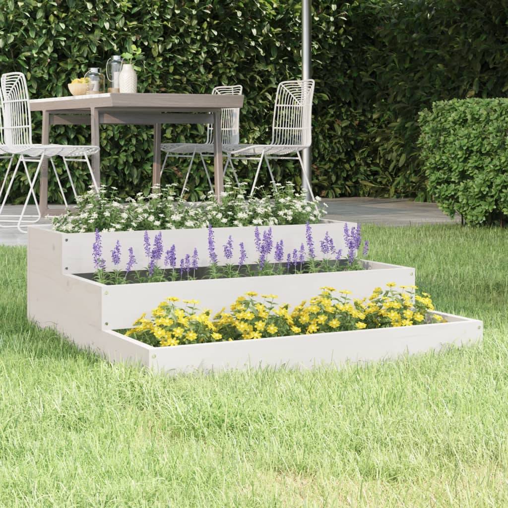Vidaxl - Jardinière Blanc 78x78x27 cm Bois massif de pin vidaXL 823907 - Image 1
