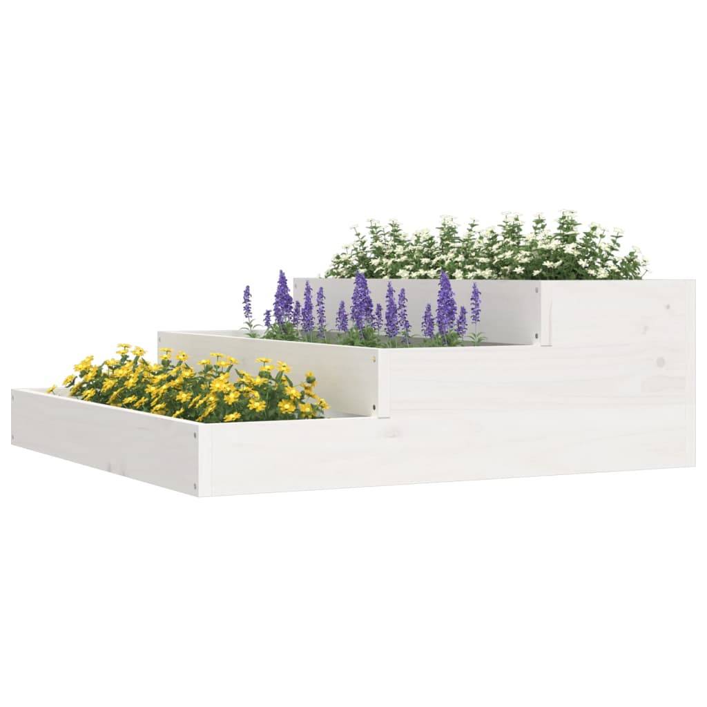 Vidaxl - Jardinière Blanc 78x78x27 cm Bois massif de pin vidaXL 823907 - Image 4