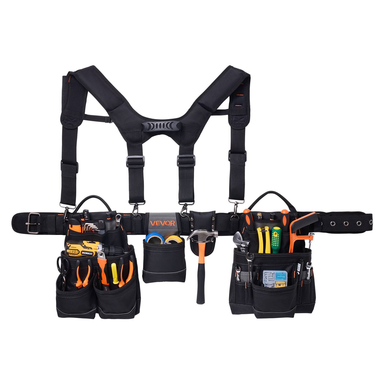 Vevor - VEVOR Ceinture porte-outils bretelles 19 poches, polyester 600D, tour de taille 80-131 cm, sacoche charpentier pour chantier et bricolage. - Image 1
