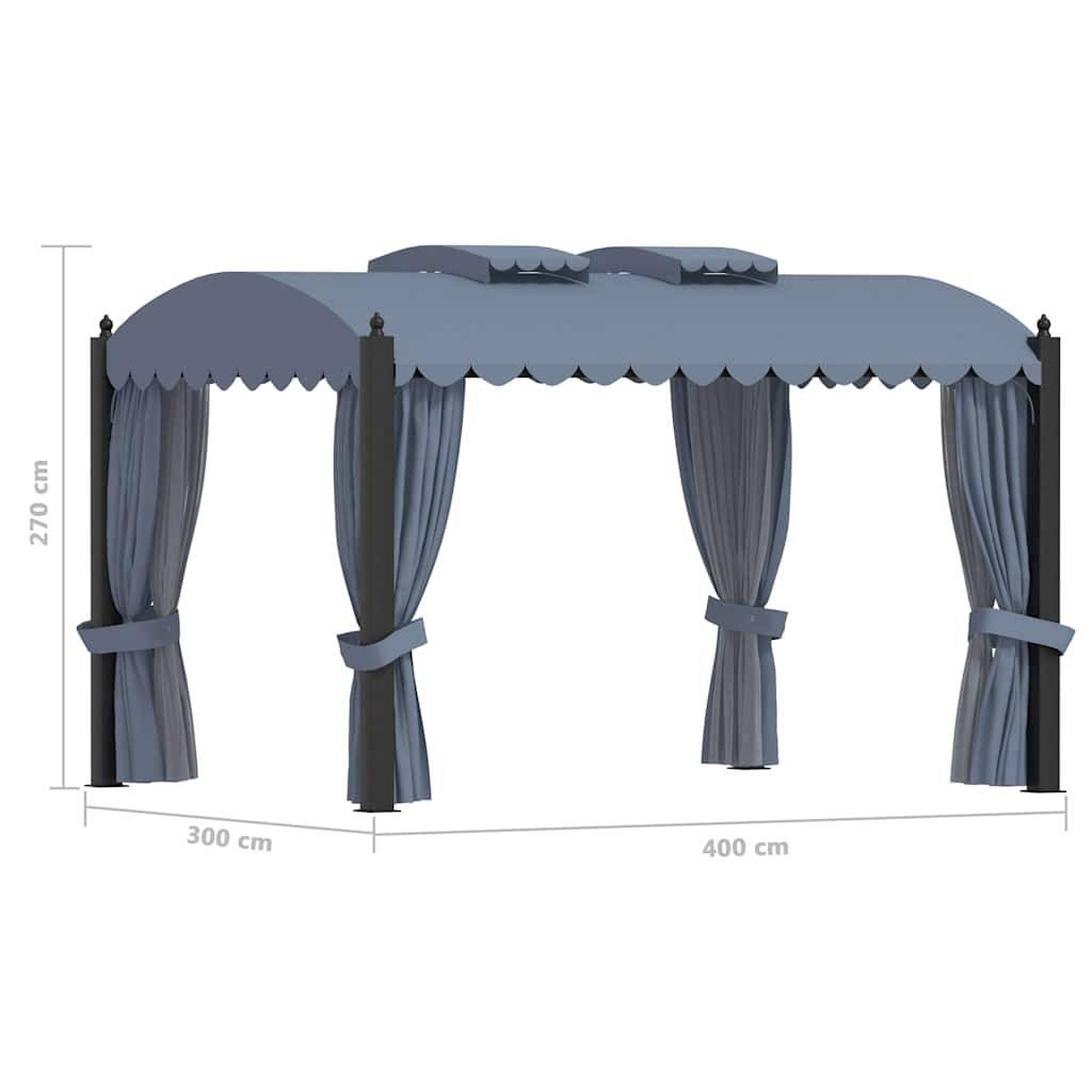 Vidaxl - Tonnelle avec rideaux 3x4 m Anthracite Acier 12 m² vidaXL 48056 - Image 9
