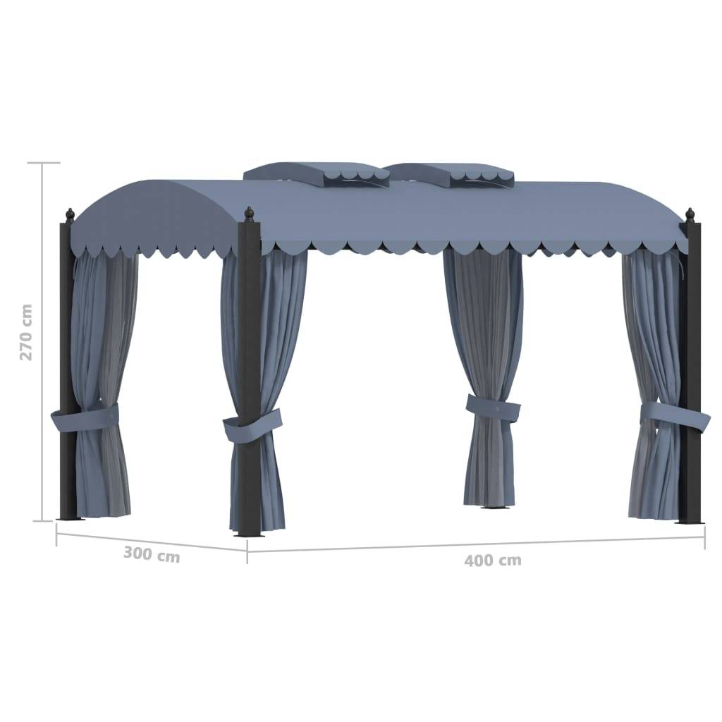 Vidaxl - Tonnelle avec rideaux 3x4 m Anthracite Acier 12 m² vidaXL 48056 - Image 3