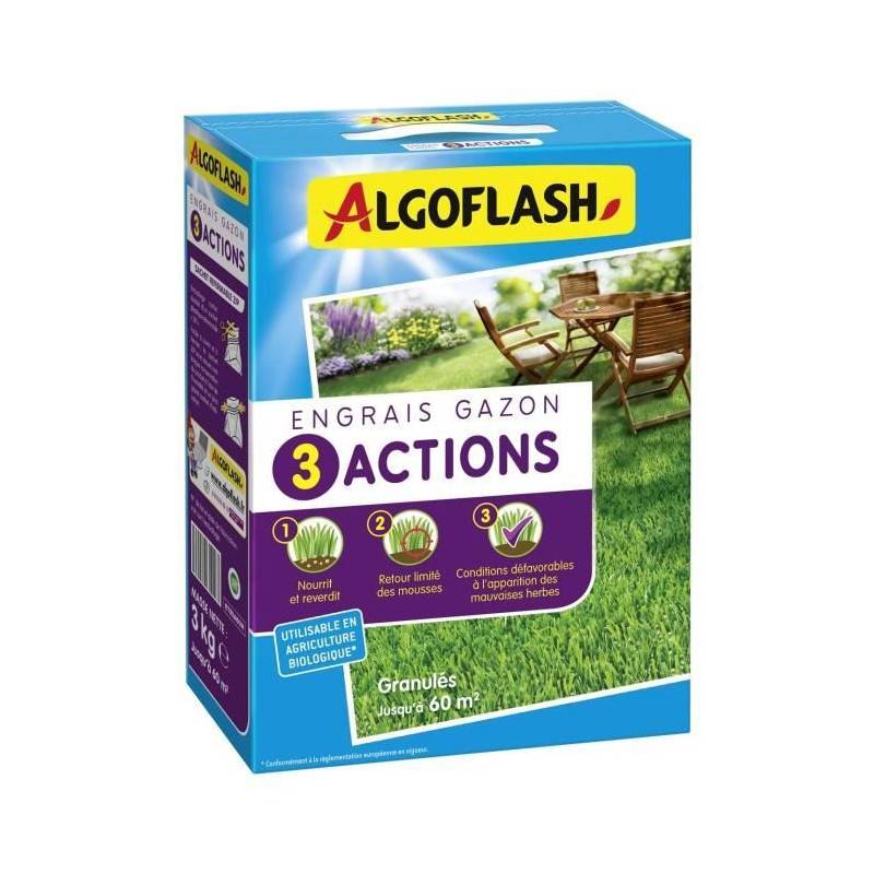 Algoflash Naturasol - Engrais Gazon - Algoflash Naturasol - 3 Actions - 3 Kg - Image 2
