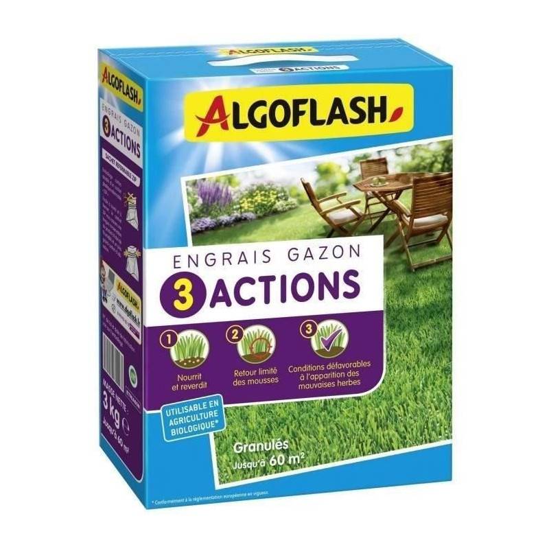 Algoflash Naturasol - Engrais Gazon - Algoflash Naturasol - 3 Actions - 3 Kg - Image 1