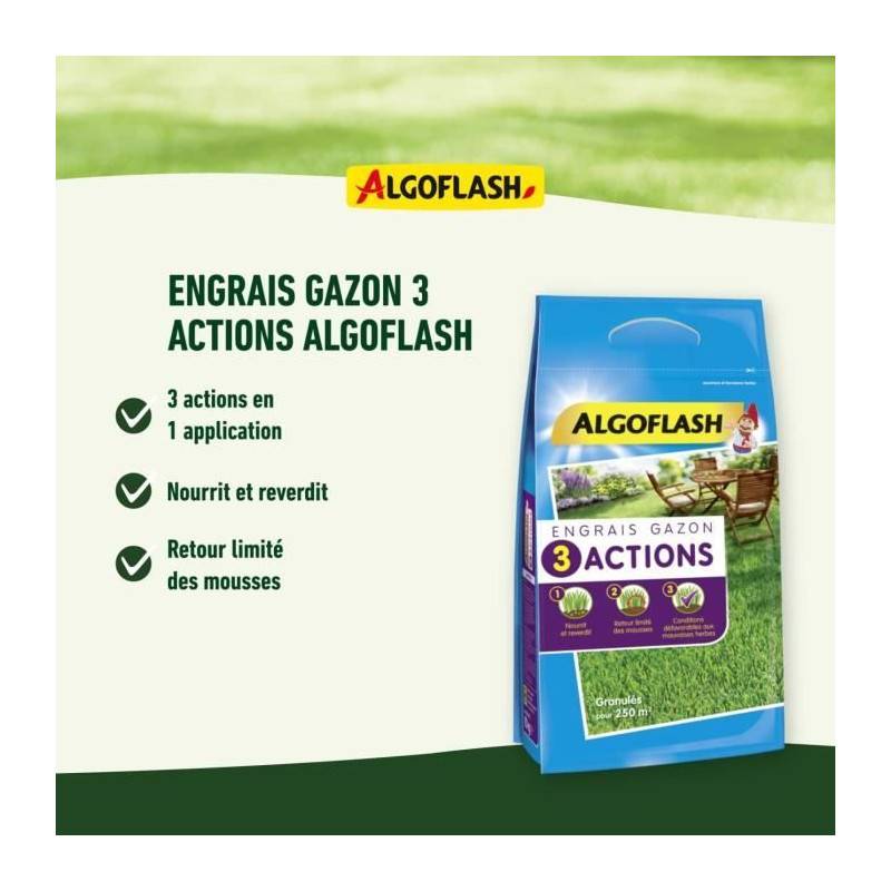 Algoflash Naturasol - Engrais Gazon - Algoflash Naturasol - 3 Actions - 3 Kg - Image 3
