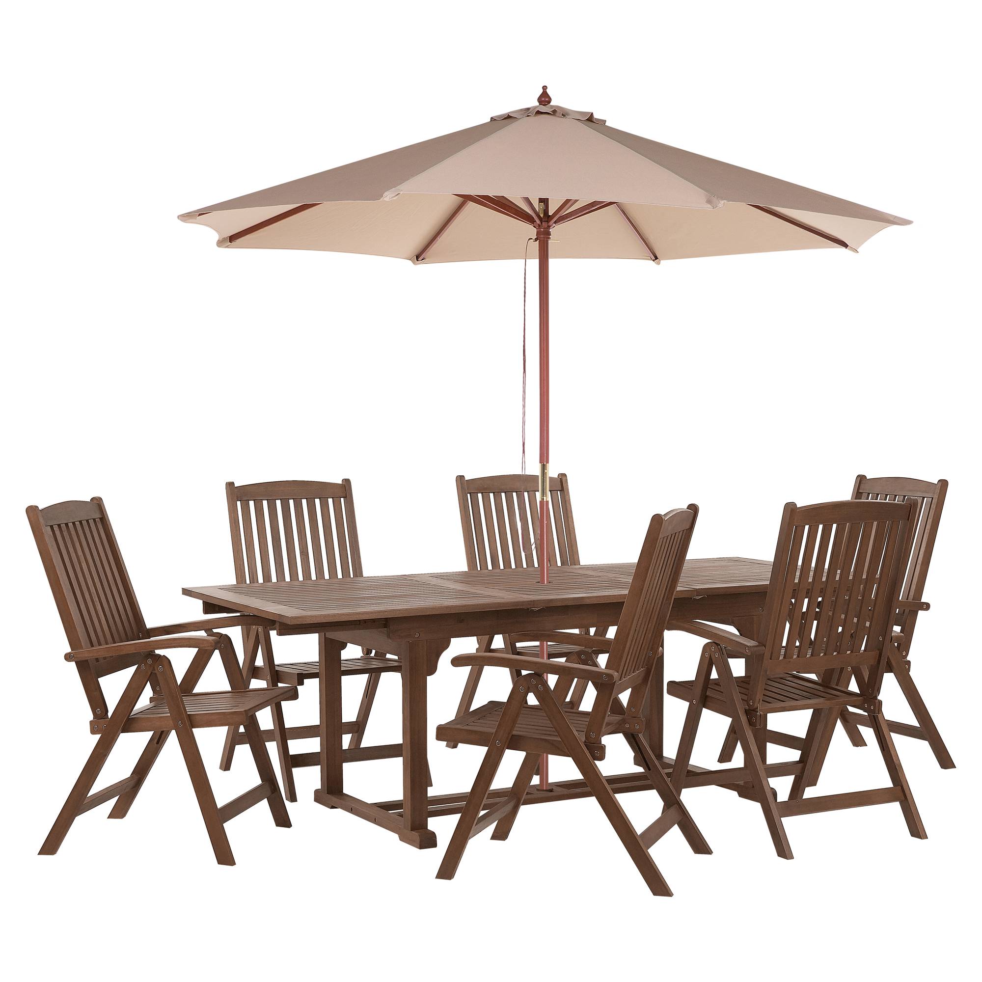 Beliani - Table de jardin extensible et 6 chaises pliantes en bois d'acacia foncé - Image 1