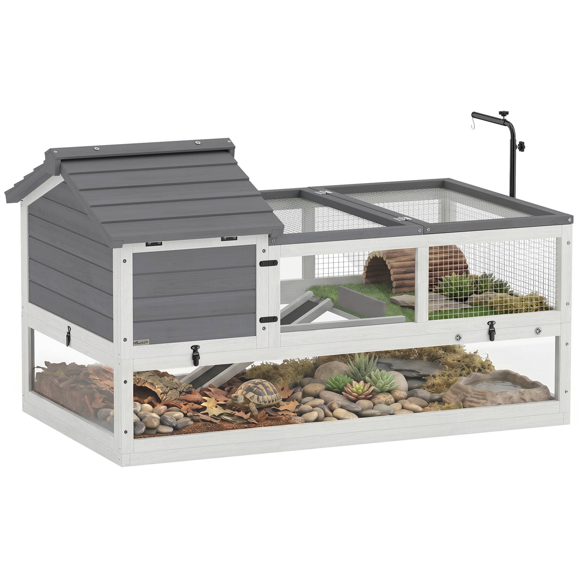 Terrarium extérieur en bois pour tortues 116x70,5x69,5cm gris - Image 1