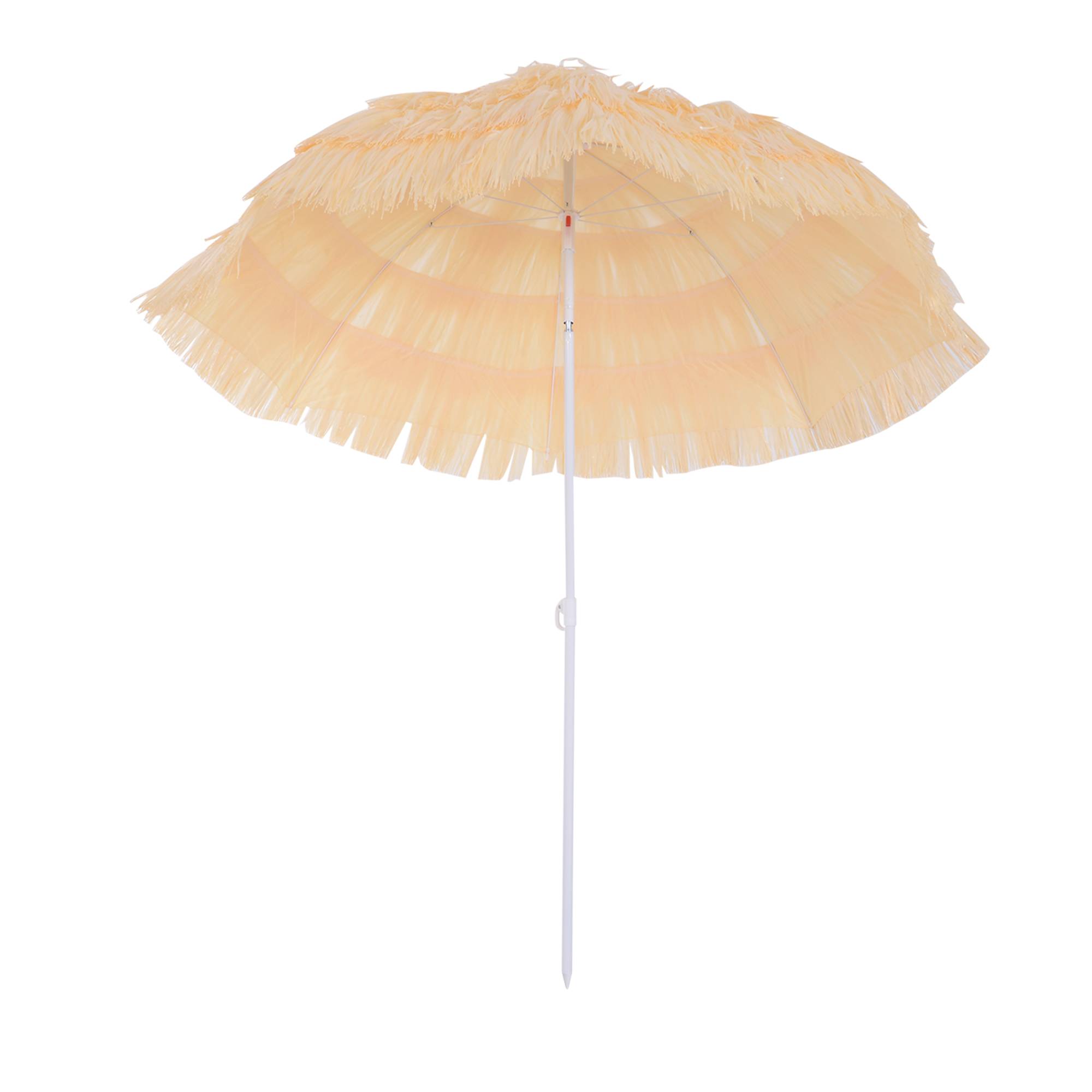 Parasol de plage à 8 baleines avec mât inclinable, polyester et métal, 1,6 x 2 m, beige - Image 2