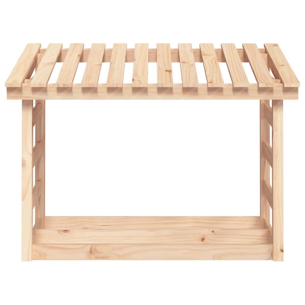 Abri Bûches en Pin Massif Naturel Rangement Jardin Stable et Spacieux 108x65x78cm - ComfortXL Outdoor Living - Image 5