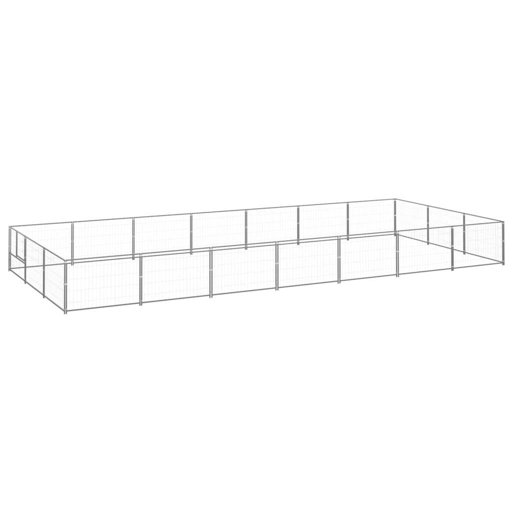 Helloshop26 - Chenil extérieur cage enclos parc animaux chien argenté 21 m² acier - Image 1