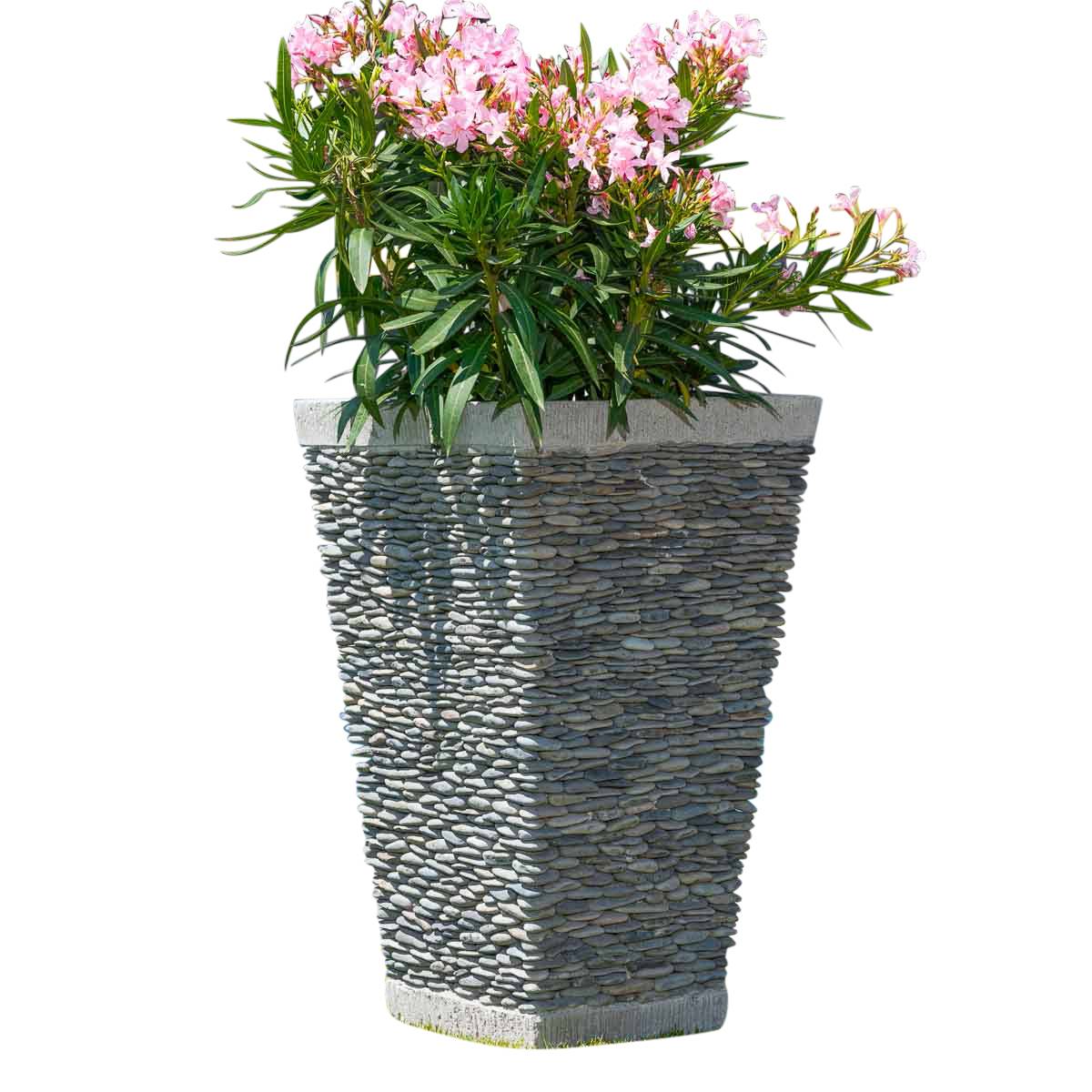 Pot bac jardinière carré galet 80cm jardin extérieur zen - Image 1