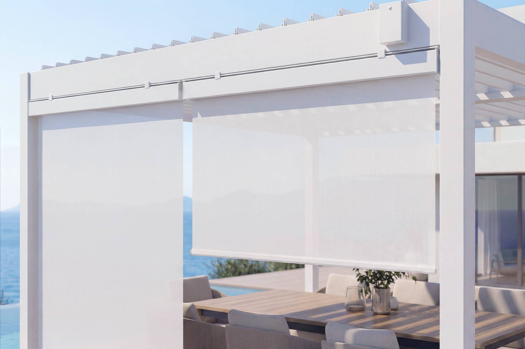 CAZEBOO - Lot de 2 stores pour pergola VADA en aluminium blanc - H.250 x L.135 cm - Image 8