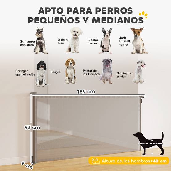 Barrière de sécurité rétractable pour chien, extensible jusqu'à 180 cm de large, pour escaliers et portes, grise - Image 5