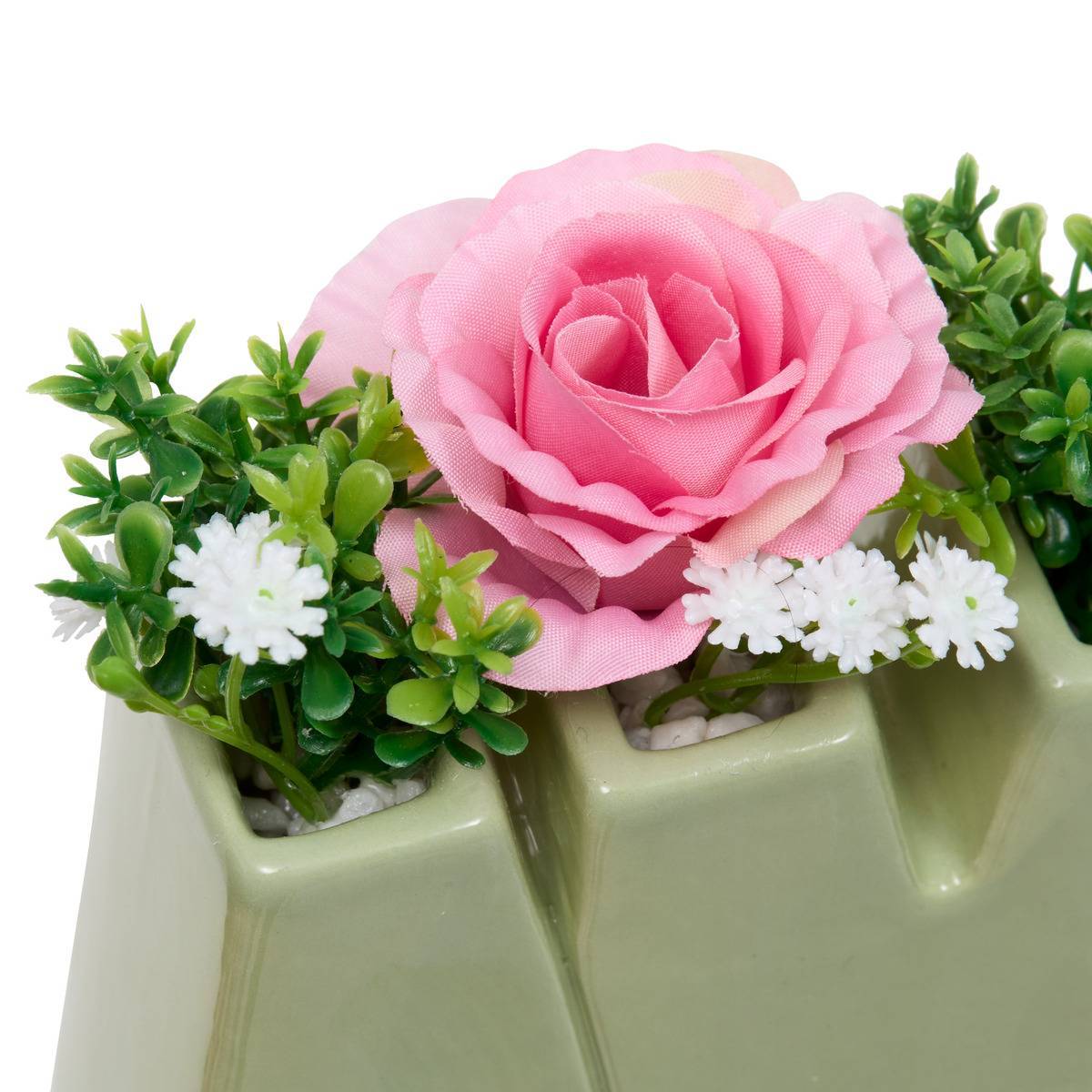 Atmosphera - Composition florale "Amour" Fleur de rose H14cm - Atmosphera Créateur d'intérieur - Image 2