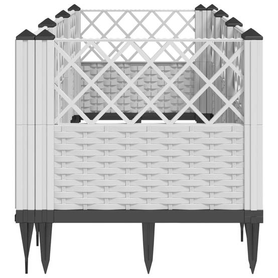 Jardinière rectangulaire modulable PP aspect rotin potager Blanc 123,5cm – ComfortXL Outdoor Living - Image 3