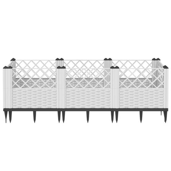 Jardinière rectangulaire modulable PP aspect rotin potager Blanc 123,5cm – ComfortXL Outdoor Living - Image 2