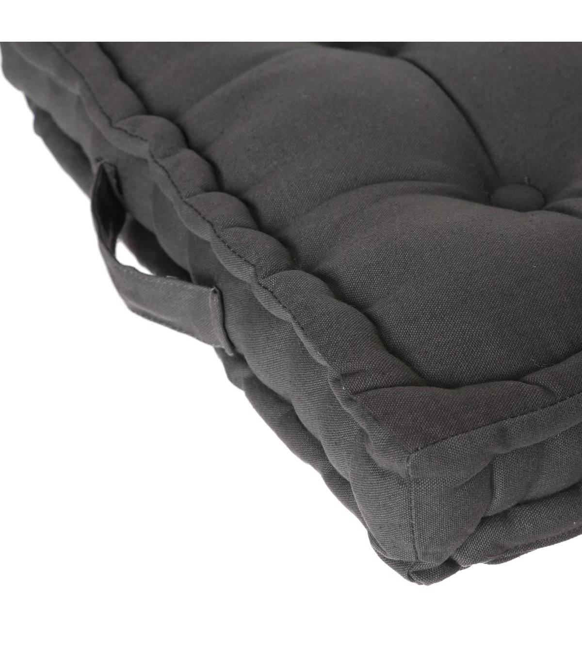 Coussin de Sol en Coton Gris foncé 40 x 40 cm - Image 3