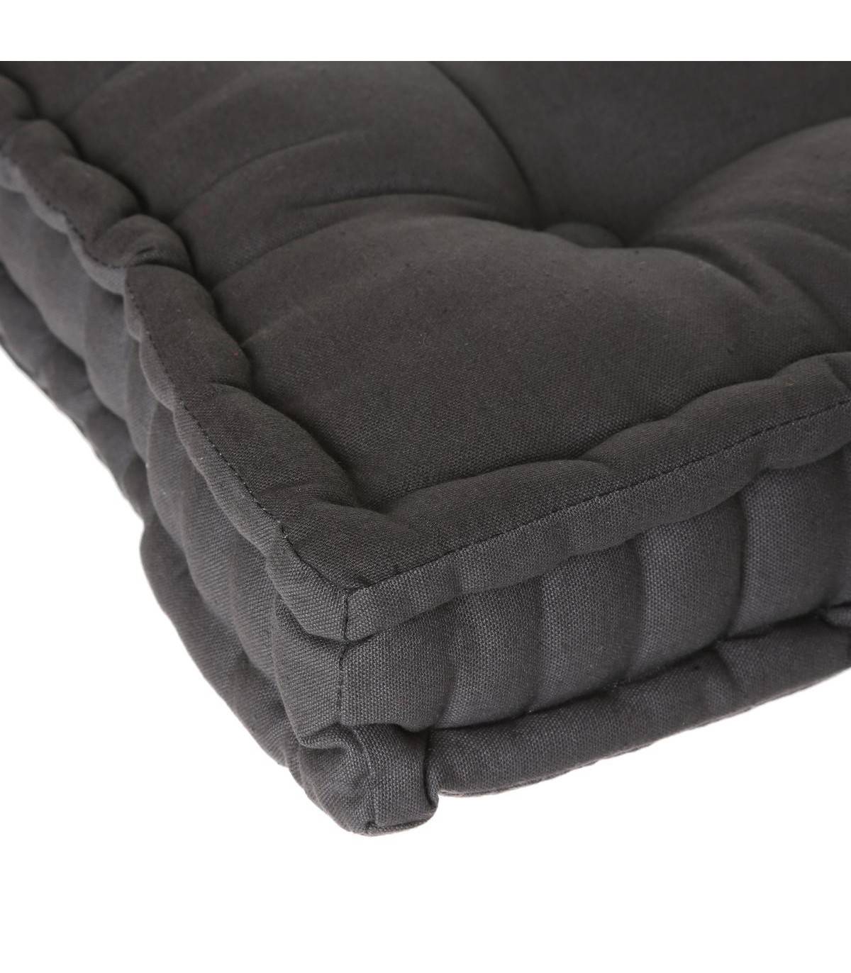 Coussin de Sol en Coton Gris foncé 40 x 40 cm - Image 2
