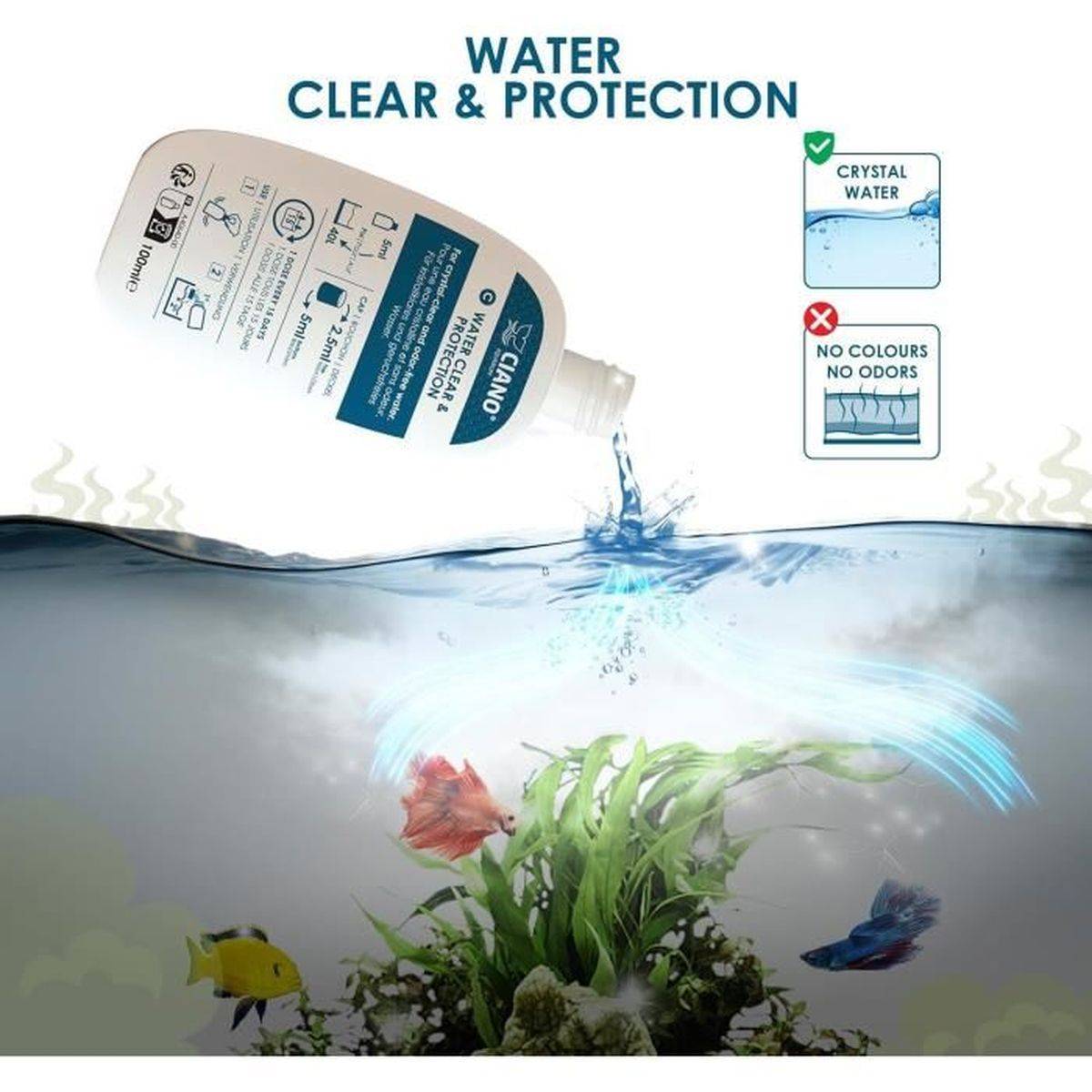 Ciano - Kit soin eau d’aquarium 3 x 100 ml, conditioner bio-bactéries clarifiant - CIANO - Image 9