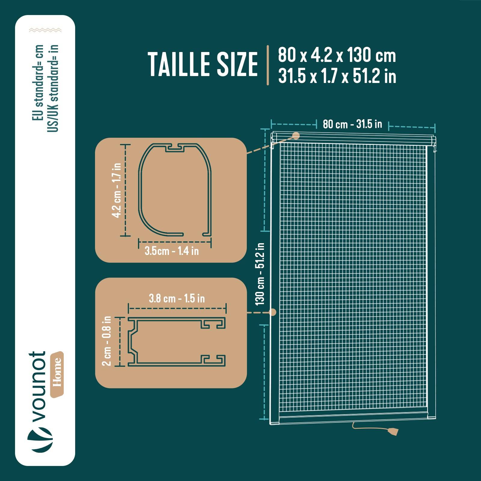 Vounot - Moustiquaire de fenêtre L80 x H130 cm  enroulable et recoupable en PVC blanc VOUNOT® - Image 3