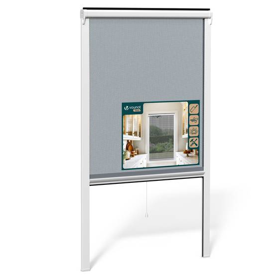 Vounot - Moustiquaire de fenêtre L80 x H130 cm enroulable et recoupable en PVC blanc VOUNOT® - Image 1