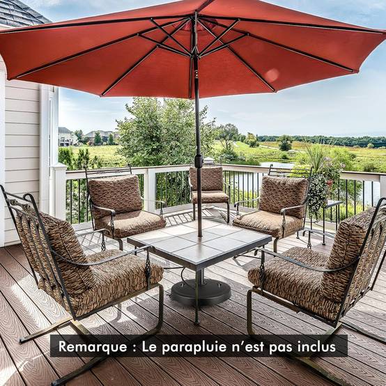 Pied de Parasol sur roulettes φ52CM 23KG, Socle Parasol Extérieur en Résine avec 2 Poignées Rétractables, pour Poteaux de Parasol 38/48 mm - Image 2
