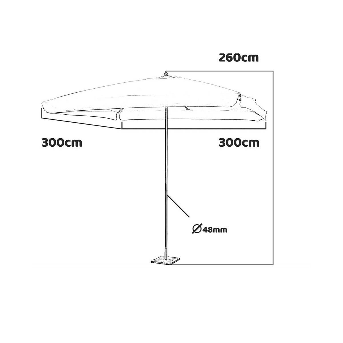 Parasol de jardin 3m x 3m Forme Carrée Blanc Ecru avec bordure de 50 mm Mat bois naturel KZ GARDEN - Image 3