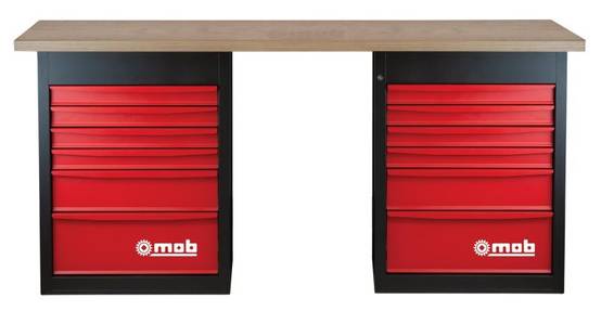 Établi professionnel 12 tiroirs Plateau bois 40 mm Charge 1000 kg MOB