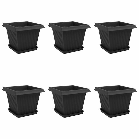 ComfortXL - Lot de 6 pots carrés plastique terrasse balcon drainage intégré 33x33x26cm noir - ComfortXL Outdoor Living - Image 2