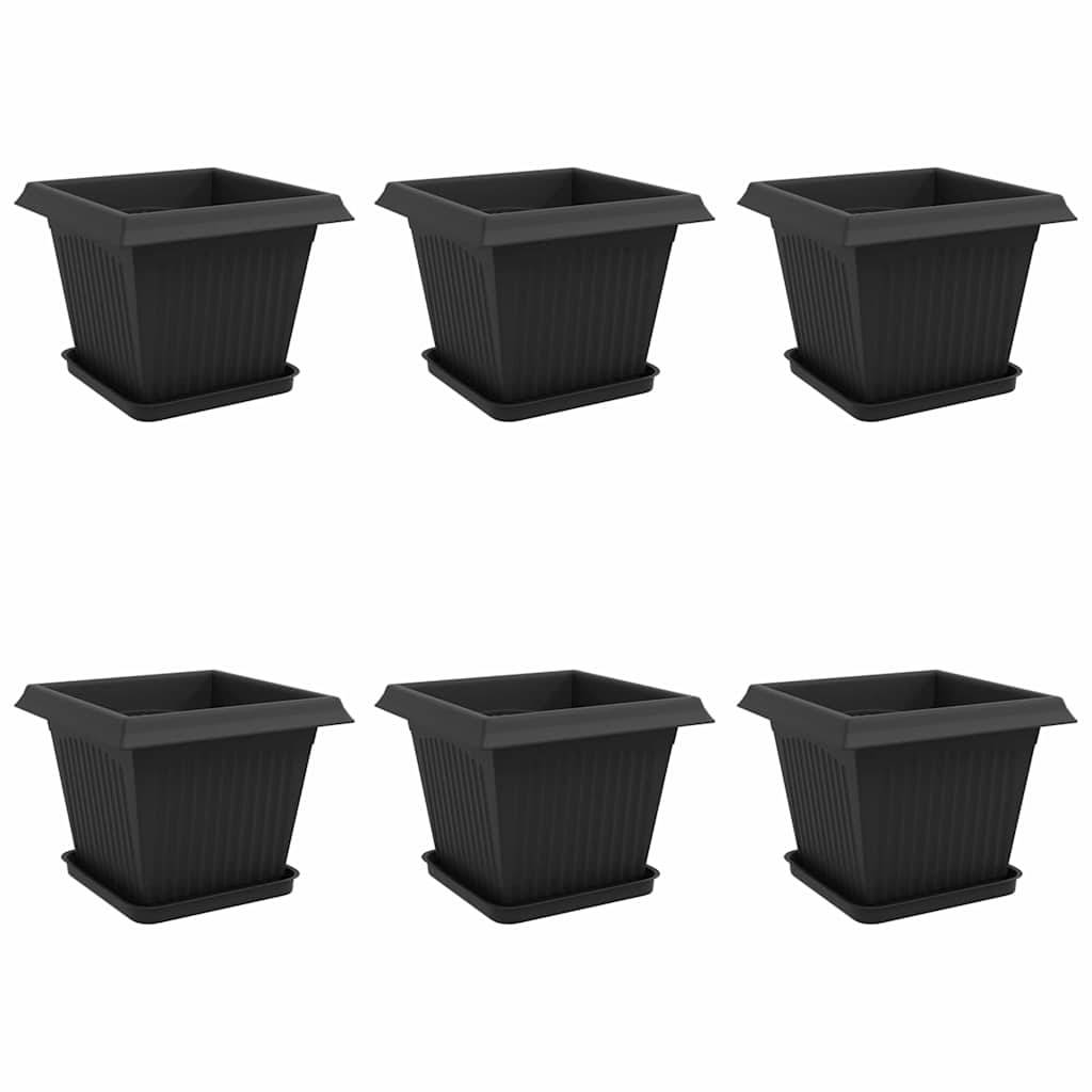 ComfortXL - Lot de 6 pots carrés plastique terrasse balcon drainage intégré 33x33x26cm noir - ComfortXL Outdoor Living - Image 2